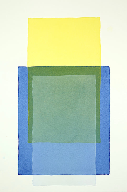 White-green on lemon yellow on ultramarine