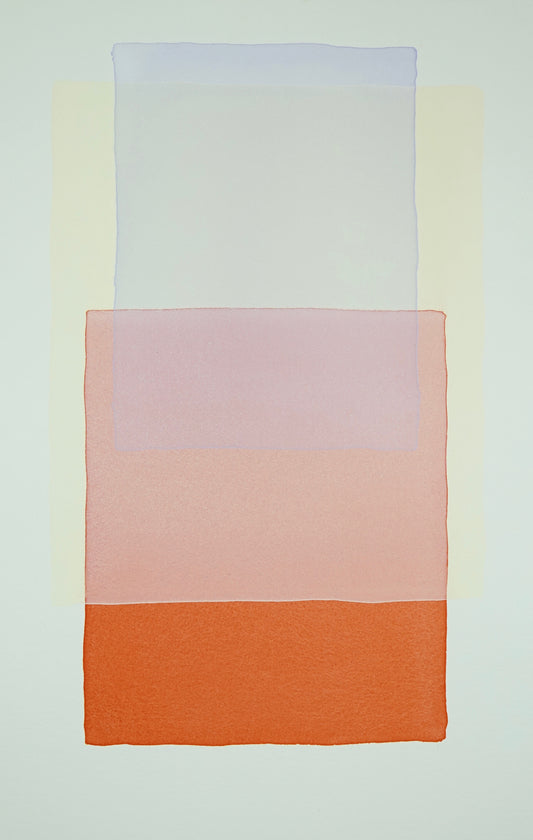 Delicate off-white on pale violet on yellow-orange